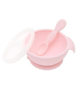 Bumkins Silicone First Feeding Set with Lid & Spoon Pink