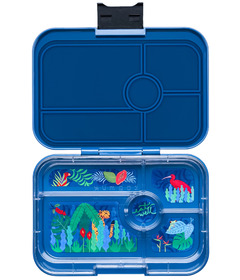 Yumbox Tapas 5 Compartment Bento Box Monte Carlo Blue with Jungle Tray