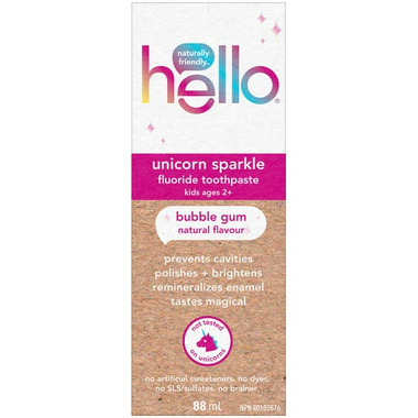 Buy Hello Kids Fluoride Toothpaste Unicorn Sparkle Natural Bubble Gum ...