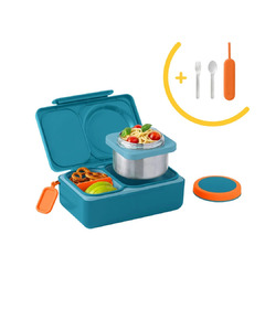 OmieLife OmieBox UP Bento Box Teal Green + Utensil Set Bunle