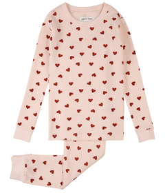 petit lem Knit PJ Long Sleeve Top and Pants Set Light Pink Hearts