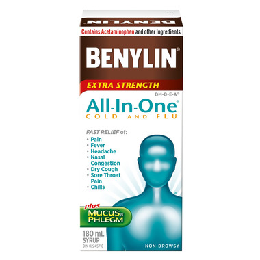 Benylin All-In-One Extra Strength Cold & Flu Daytime Syrup Benylin All-In-One Extra Strength Cold & Flu Daytime Syrup