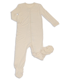 Silkberry Baby Bamboo Footed Sleeper Two Way Zipper Almond Milk