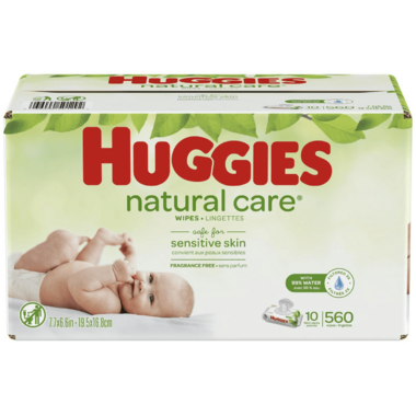 HUGGIES Lingettes Pure, Sans parfum (10 paquets de 56 lingettes