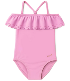 Souris Mini Children One Piece Ruffle Swimsuit Pink