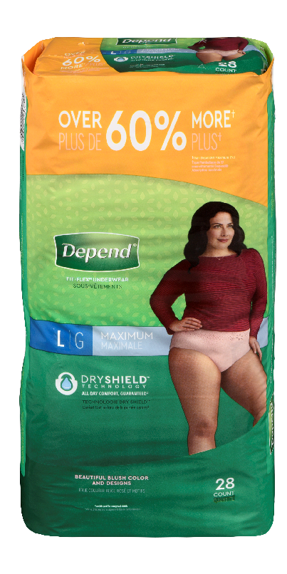 Depend Fit-Flex Incontinence & Postpartum Underwear for Women Size Large 