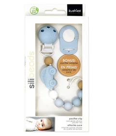 Kushies Silicone Pacifier Clip Blue Car