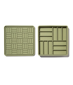 dogged 3-in-1 Parquet Slow Feeder Bowl Olive