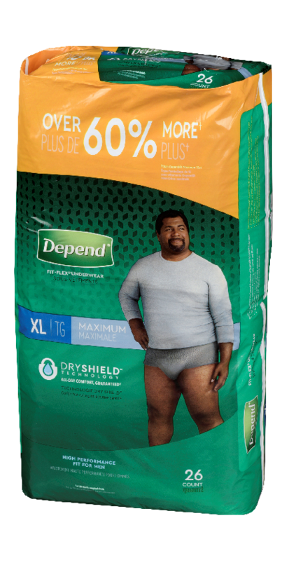 Depend Fit-Flex Incontinence Underwear for Men, Maximum Absorbency, XL,  Grey, 72 Count