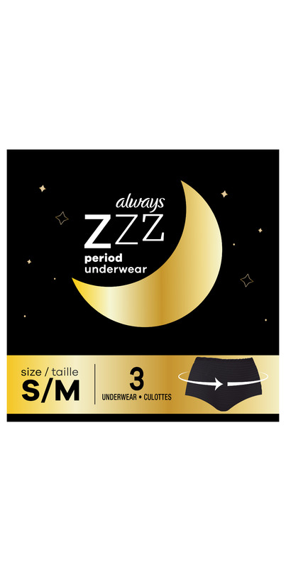 Always ZZZ Disposable Period Underwear Light Scent, Size L / XL, 3  Count(24boxes