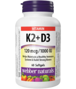 Webber Naturals vitamine K2 et D3 120 mcg/1 000 UI