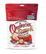 Quinoa Krunch Dark Chocolate Bites with Organic Powdered Strawberry
