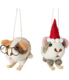 Silver Tree Felt Ornament Skiing Gerbil