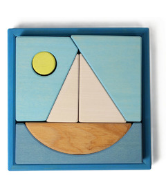 Grimm's Building Set Creative Puzzle Boat Blue