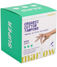 Marlow 100% Organic Cotton Applicator Tampons Super