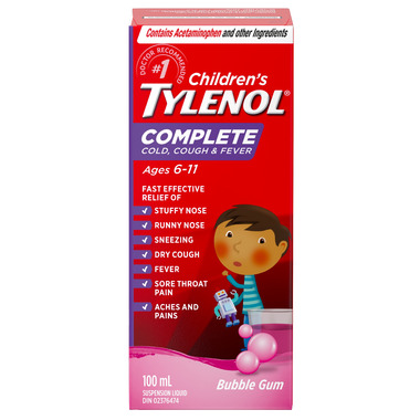 Buy Tylenol Junior Strength Complete Cold, Cough & Fever Liquid Bubble Gum  at