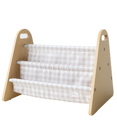 3 Sprouts Double Sided Portable Book Rack Gingham Beige