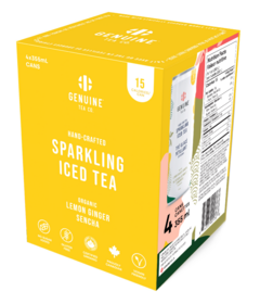Genuine Tea Organic Sparkling Iced Tea Lemon Ginger Sencha 