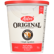 Astro Original Balkan Yogourt Natural Yogourt 6% M.F. 750 g