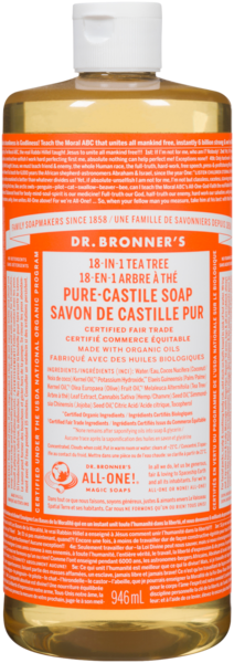 Dr. Bronner's 18-en-1 Savon de Castille Pur Arbre à Thé 946 ml