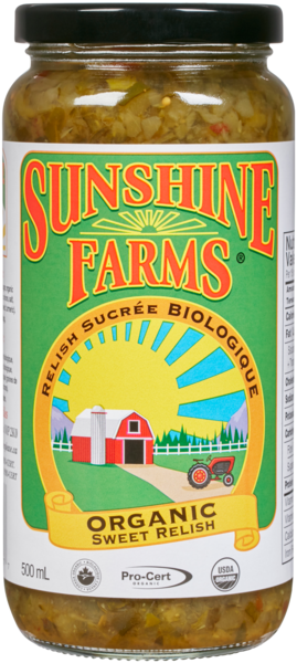 Sunshine Farms Relish Sucrée Biologique 500 ml
