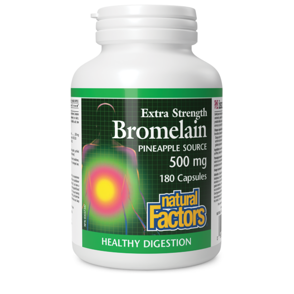 Natural Factors Broméline à action renforcée  issue d'ananas   500 mg  180 capsules