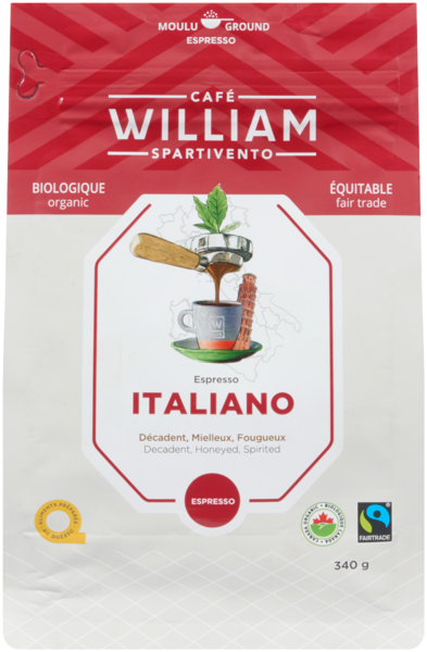 William Spartivento Café Moulu Espresso Italiano Biologique 340 g