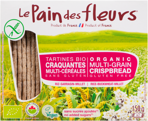 Pain des Fleurs Tartines Bio Craquantes Multi-Céréales Riz Sarrasin Millet