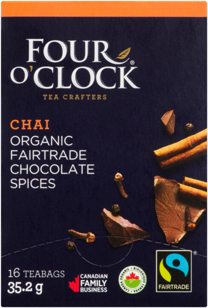 Four O'Clock Chai Organic Fairtrade Chocolate Spices 16 Teabags 35.2 g