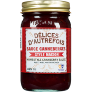 Délices D'Autrefois Sauce Canneberges Style Maison avec Miel 425 ml