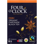 Four O'Clock Chai Organic Fairtrade Black Tea 16 Teabags 32 g