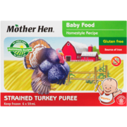 Mother Hen Strained Turkey Puree Baby Food 6 x 59 ml