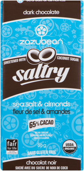 Zazubean Saltry Chocolat Noir Fleur de Sel & Amandes 85 g