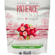Patience Fruit & Co Biologique Canneberges Séchées Classique Sucrées au Jus de Pomme Demies 227 g
