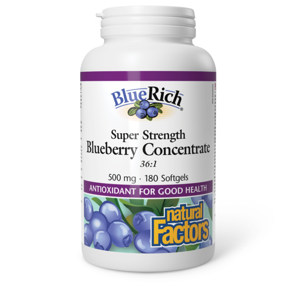 Natural Factors BlueRich Ultra-fort Concentré de bleuet  500 mg  180 gélules