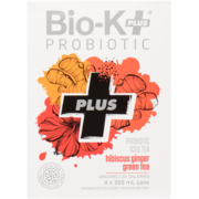 Bio-K Plus Probiotic Iced Tea Hibiscus Ginger Green Tea Organic