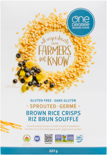 One Degree Organic Foods Riz Brun Soufflé Germé 227 g