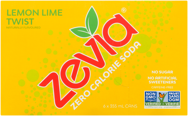 Zevia Soda Zéro Calorie Torsade de Citron-Lime 6 Canettes x 355 ml