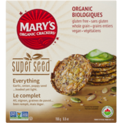 Mary's Organic Crackers Super Seed Biscuits Algues et Sésame Noir 155 g