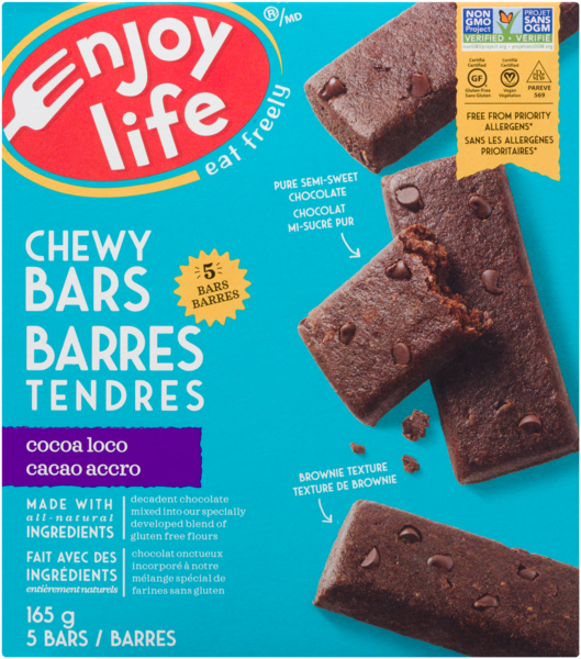 Enjoy Life Barres Tendres Cacao Accro 5 Barres 165 g