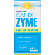Renew Life Candi Zyme avec du Lysozyme 45 Capsules Végétales