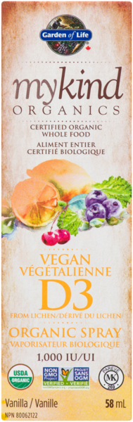Garden Of Life mykind Organics - Vitamine D3 végétalienne biologique en vaporisateur - Vanille