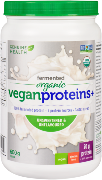 Genuine Health Fermented Organic Vegan Proteins+, Sans sucre ajouté-Sans Saveur