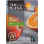 Four O'Clock Organic - Fairtrade Tropical Mango Green Tea 15 Bags 37.5 g