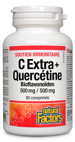 Natural Factors C Extra+ Quercétine  Bioflavonoïdes   500 mg / 500 mg  90 comprimés