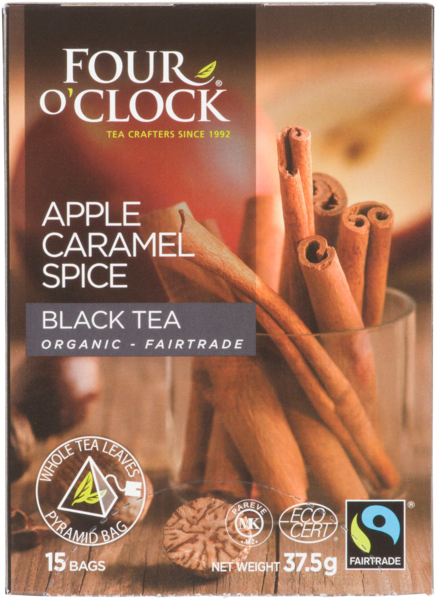 Four O'Clock Organic Fairtrade Apple Caramel Spice Black Tea 15 Bags 37.5 g