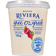 Maison Riviera Raspberry Yogourt Greek Lactose Free 0% M.F. 750 g
