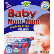 Hot-Kid Baby Mum-Mum Organic Blueberry & Goji Rice Rusks 24 Rusks 50 g