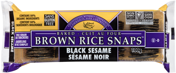 Edward & Sons Brown Rice Snaps Craquelins de Riz Complet Sésame Noir 100 g