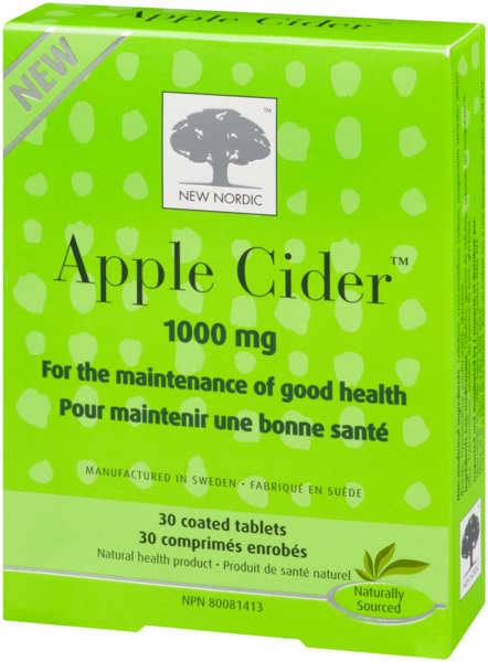 New Nordic Apple Cider 1000 mg 30 Comprimés Enrobés 1315 mg